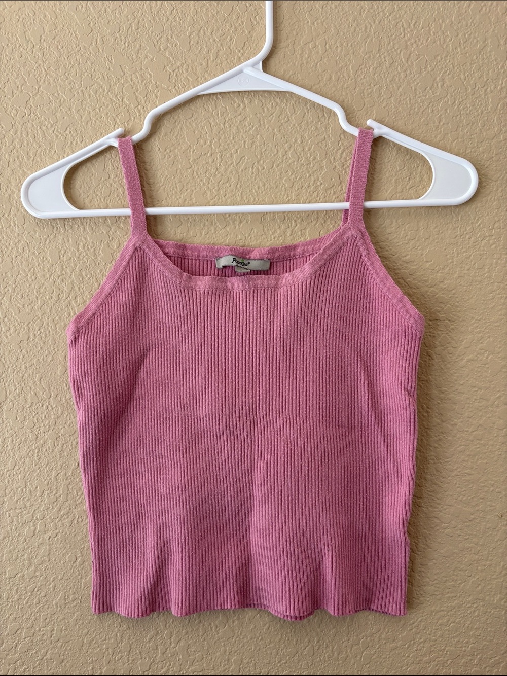 Papaya Pink Ribbed Cami Tank